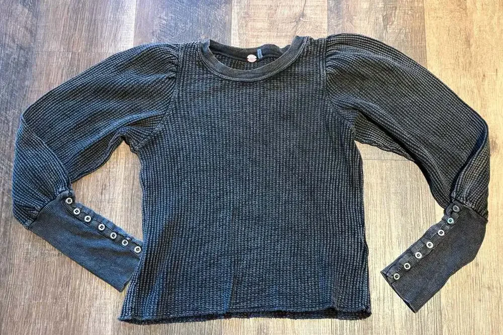 Free People FP One Wesley Thermal Long Sleeve Button-Cuff Top